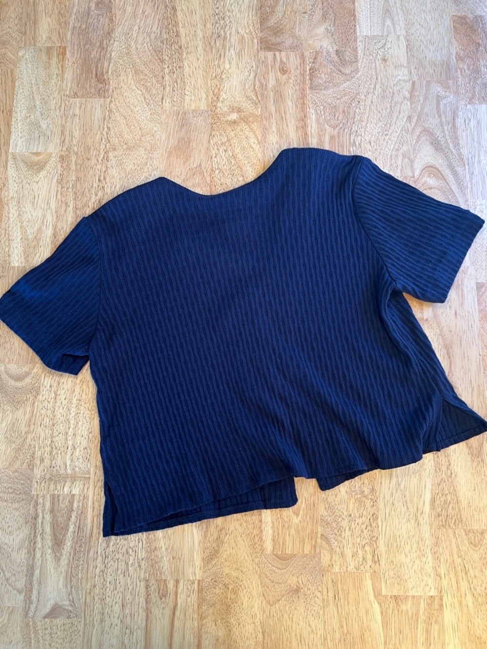 Vintage Rabbit Rabbit Rabbit Cropped Pearly Button Navy Top Size 12M - Picture 2 of 14